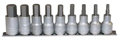 Teng Tools 1/2in Drive M1212 Hex Socket Clip Rail Set, 9 Piece M1212