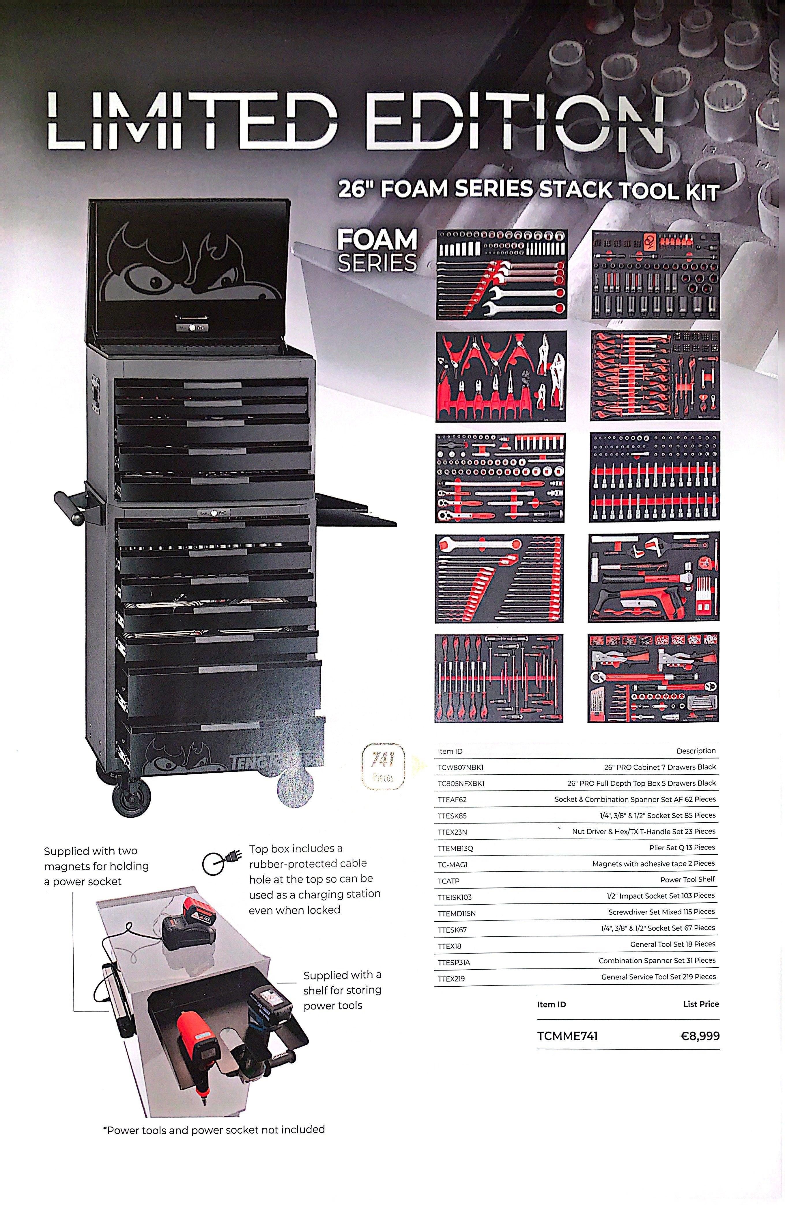 TengTools 26" Foam Series Stack Tool Kit 741 PIECES RED TCMME741 TengTools