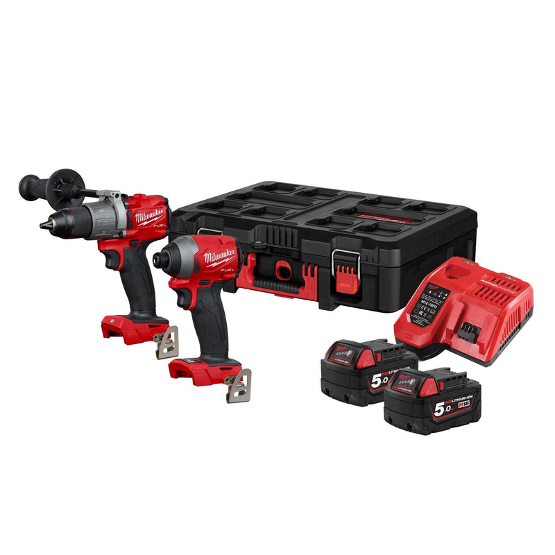 MILWAUKEE M18FPP2L2-502P 18v Combi and Impact Driver c/w 2x5ah Batteries