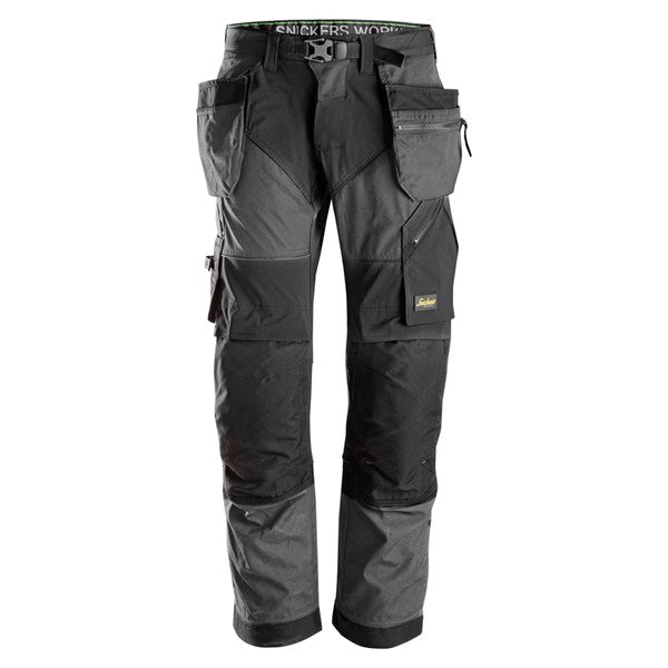 Snickers 6902 FlexiWork Work Trousers+ Holster Pockets (5804 Steel Grey / Black) Monaghan Hire