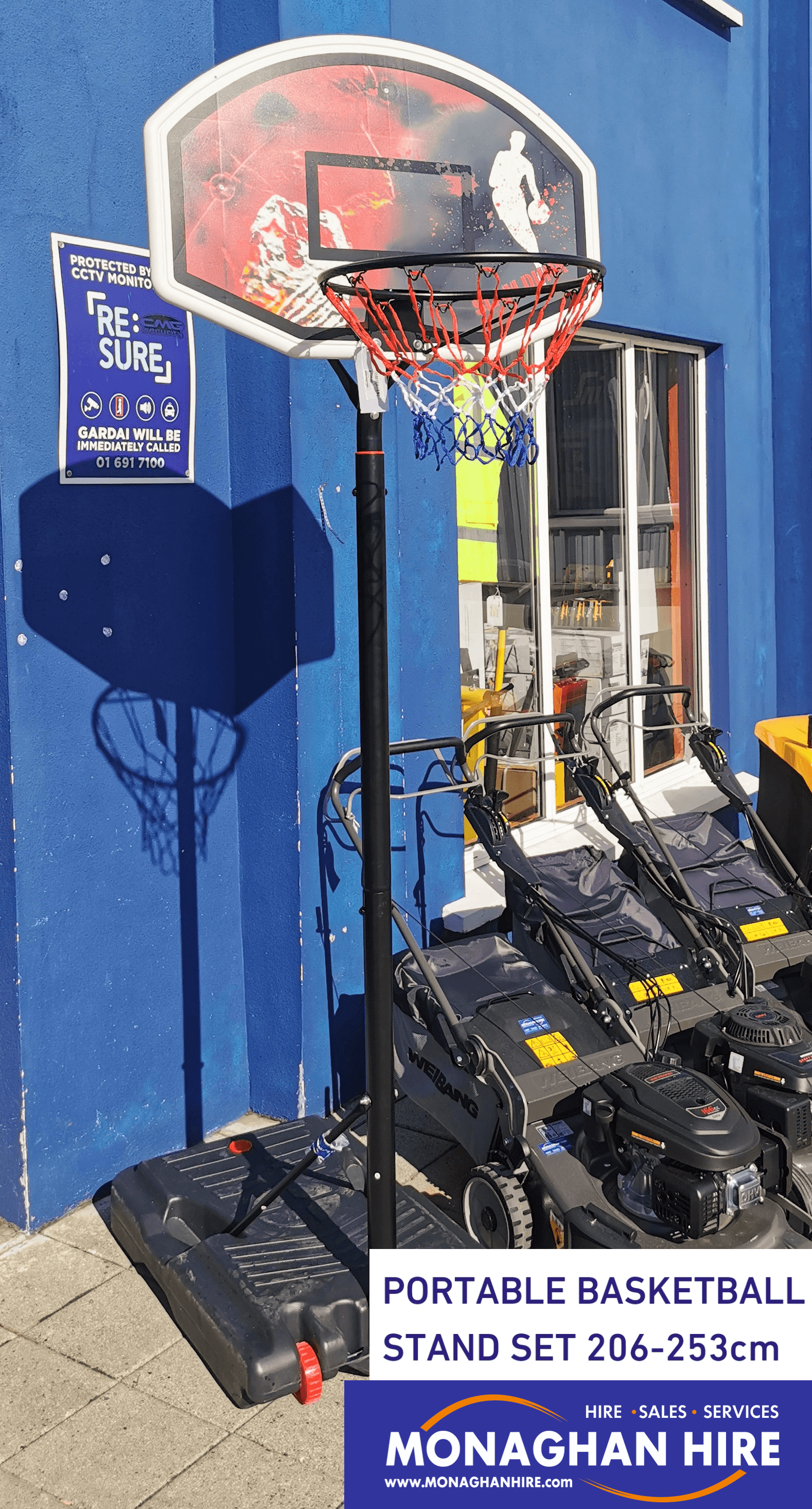 PORTABLE BASKETBALL STAND SET 206-253cm Monaghan Hire