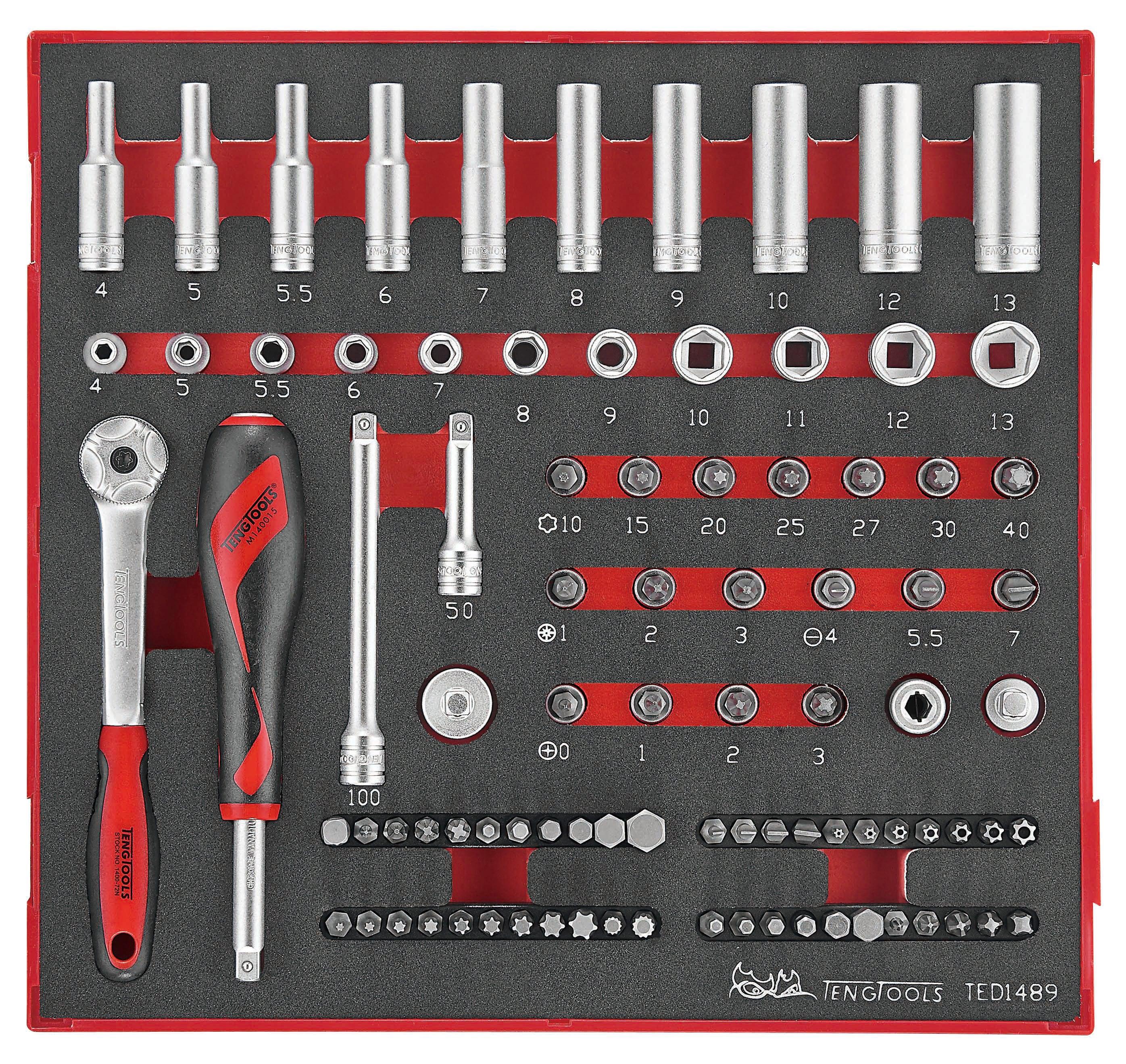 TengTools TED1489 89 Piece 1/4" Drive EVA Socket Set Monaghan Hire