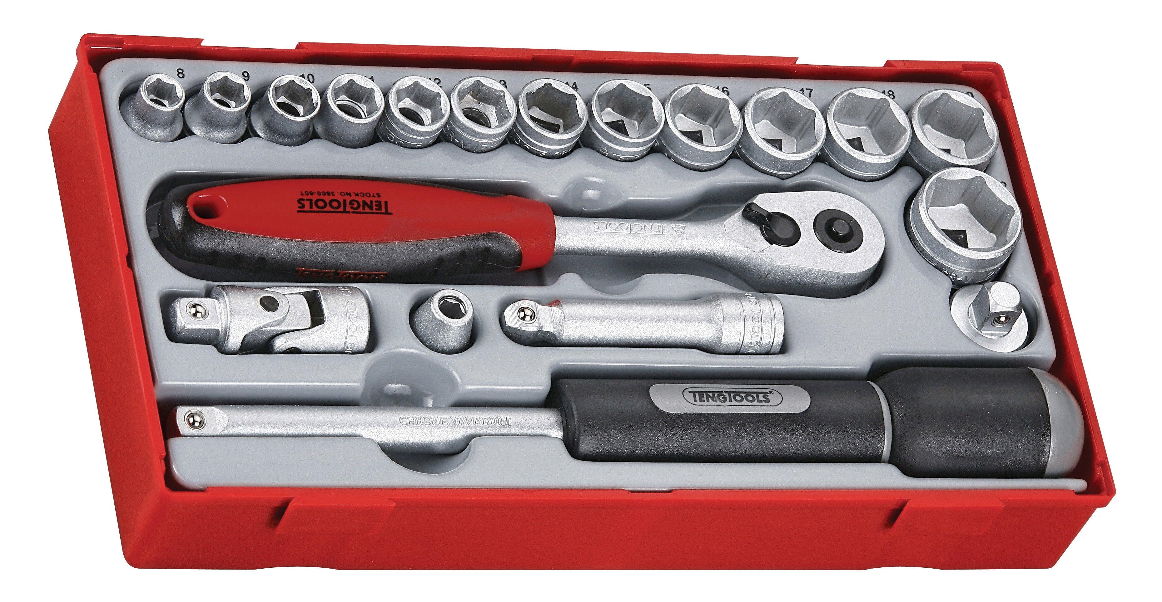 TengTools TT3819 19 Piece 3/8" Drive Socket Set Monaghan Hire