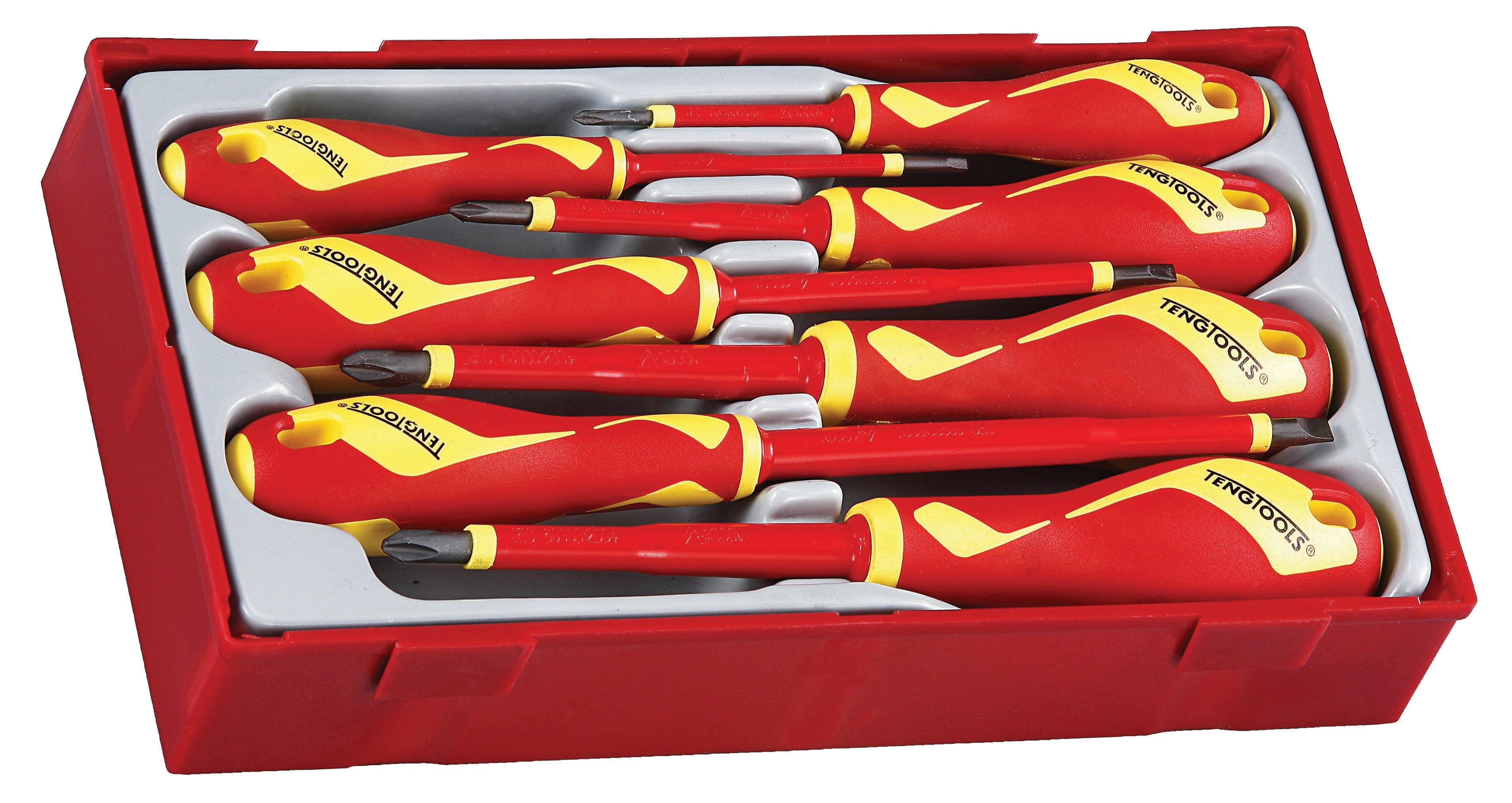 TengTools TTV907N 7 Piece Flat/PH/PZ Type Insulated 1000 Volt Screwdriver Set Monaghan Hire