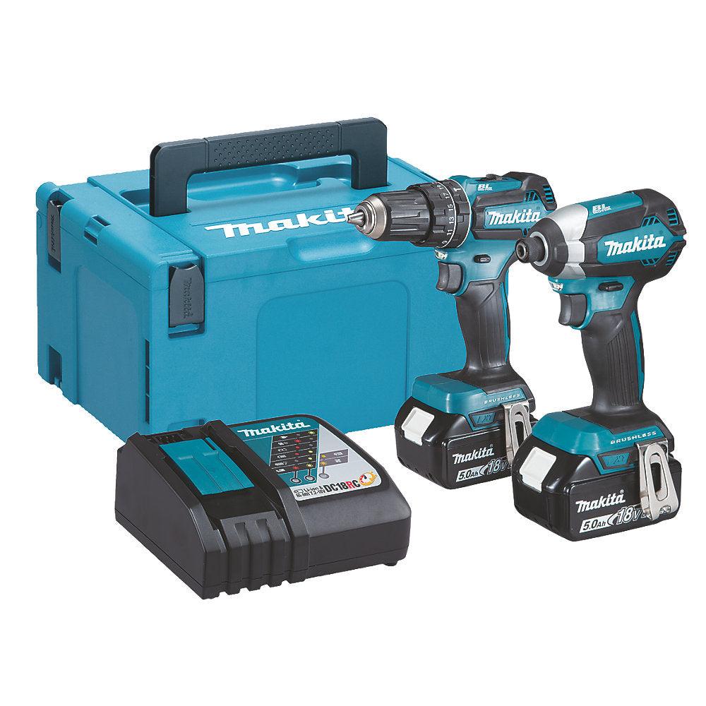 MAKITA DLX2283TJ 18V 5.0AH LI-ION LXT BRUSHLESS CORDLESS COMBI DRILL & IMPACT DRIVER TWIN PACK Makita