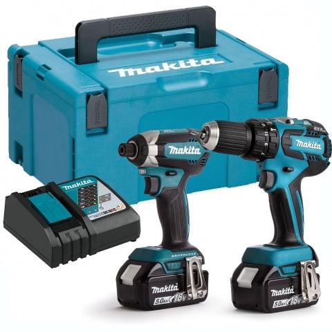 Makita DLX2131TJ 18V 2x5.0Ah Li-ion Combi/Impact Twin Kit Makita