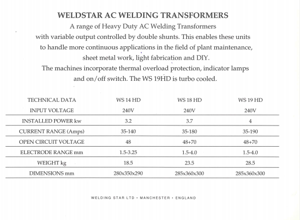 Weldstar HD Transformer Range Monaghan Hire
